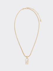 Short Necklace with Rectangle Mother-of-Pearl Pendant