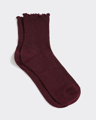 Cotton Anklet Socks with Ruffled Hems