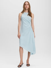 Sleeveless Midi Dress with Draped Waistband