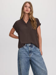Extended-Sleeve V-Neck Flowy Blouse - R Essentials