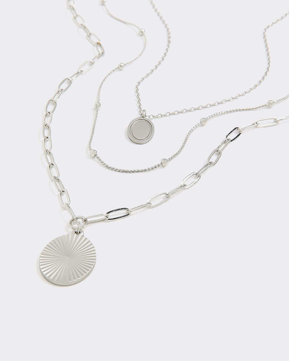 Multi-Chain Necklace with Round Pendants