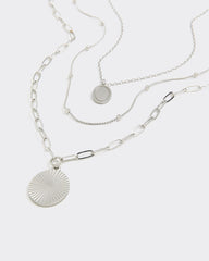 Multi-Chain Necklace with Round Pendants