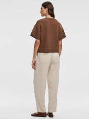 Short-Sleeve Crew-Neck Loose Sweater