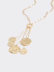 Long Carabiner Necklace with Coin Pendants