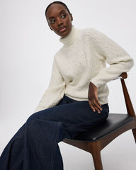 Long-Balloon-Sleeve Mock-Neck Sweater