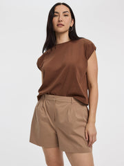 Fine Twill Pleated Shorts