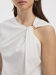 Shirred Tee with Metal Ring