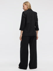 Open Linen Blazer with 3/4 Sleeves