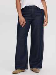 Wide-Leg Mid-Rise Denim Trousers - Curvy Fit