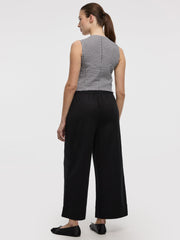 Wide-Leg Cropped PiquÃ© Pant