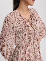 Ruffled V-Neck Maxi Dress