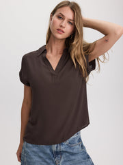 Extended-Sleeve V-Neck Flowy Blouse - R Essentials