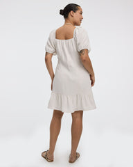 Short-Puffy-Sleeve Mini Dress with Sweetheart Neckline