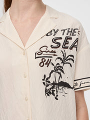 Short-Sleeve Blouse with Pyjama Collar