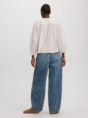 3/4-Sleeve Striped Blouse