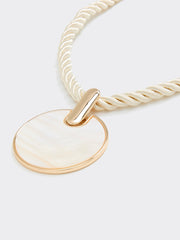 Chunky Cord Necklace with Mother-of-Pearl Pendant