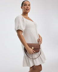 Short-Puffy-Sleeve Mini Dress with Sweetheart Neckline