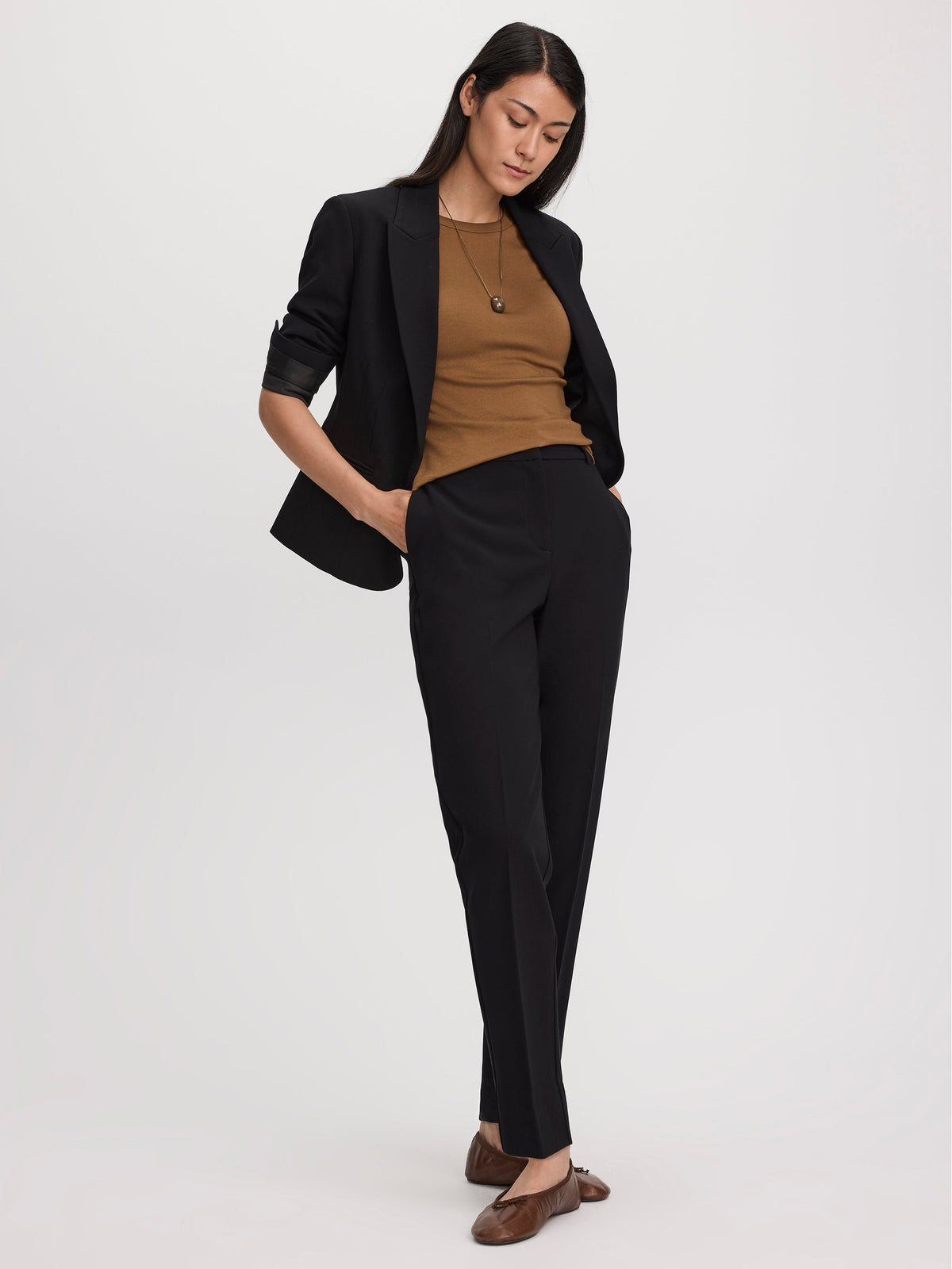 Slim-Leg High-Rise Ankle Pant