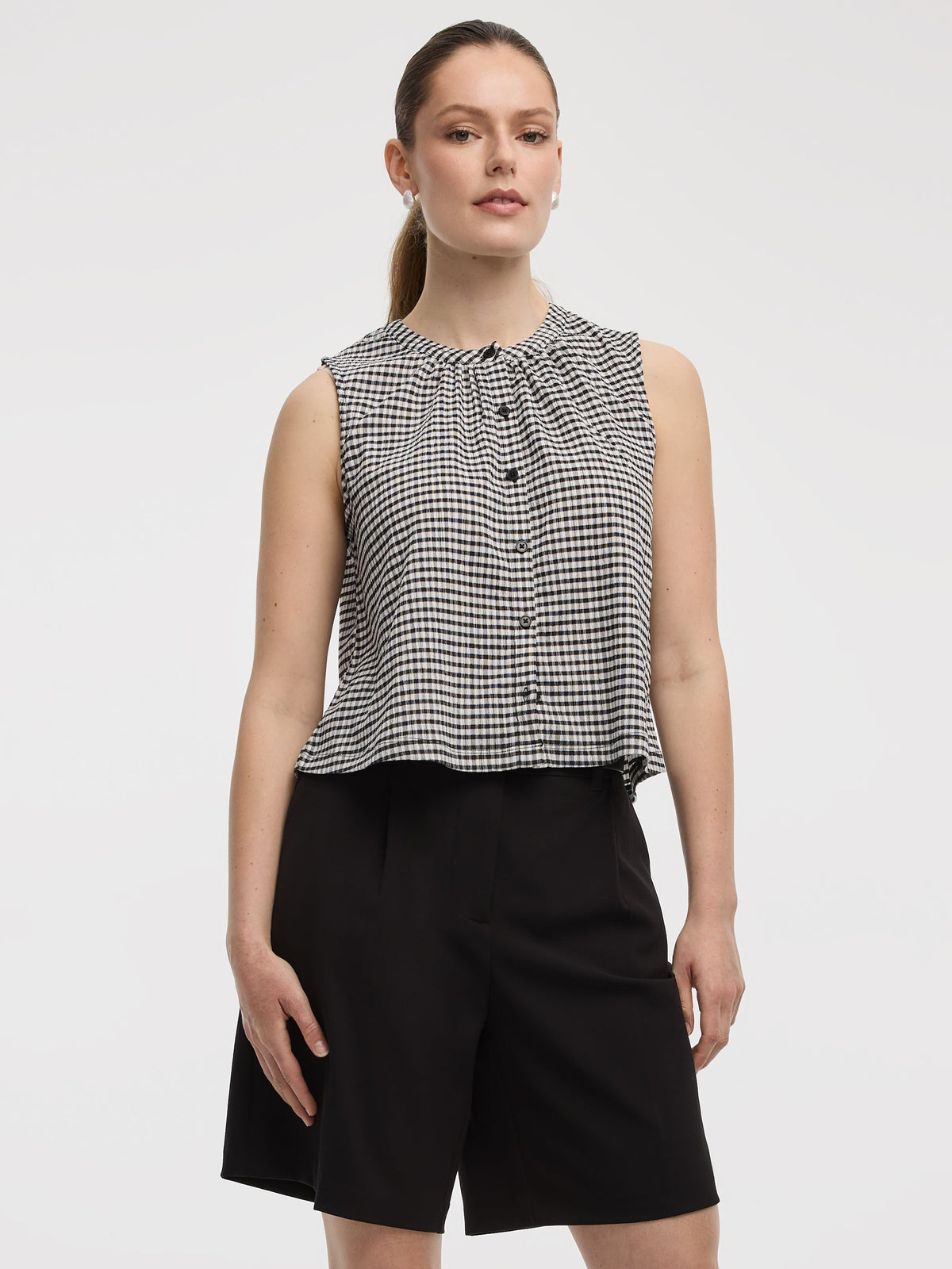 Buttoned-Down Crew-Neck Tank