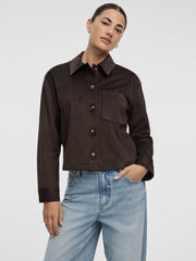 Cropped Faux-Suede Jacket