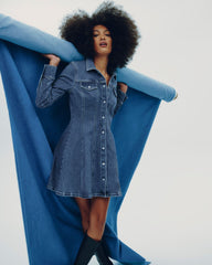 Long-Sleeve Shirt Denim Mini Dress