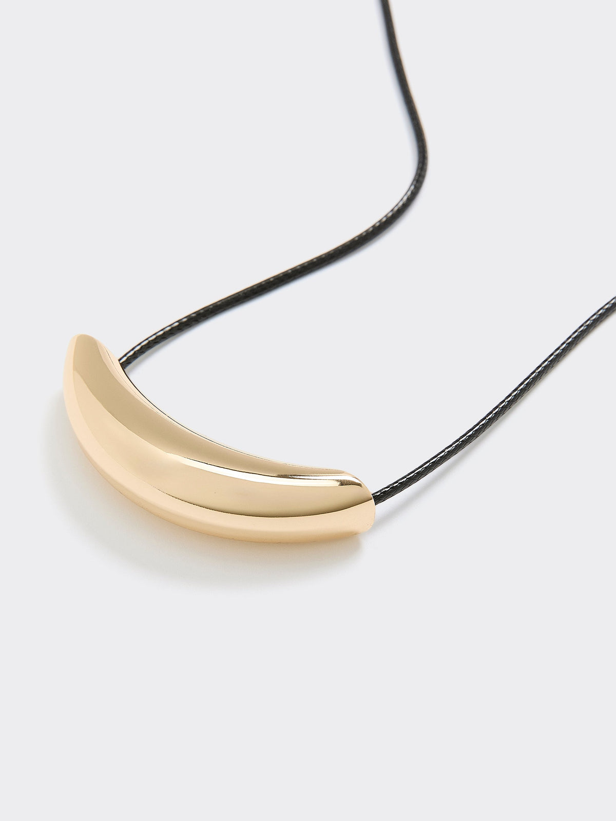 Cord Necklace with Stainless Steel Curbed Bar