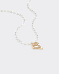 Two-Tone Short Necklace with Heart Pendant