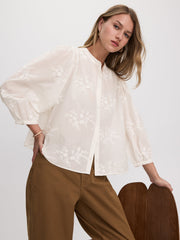 3/4-Sleeve Embroidered Blouse