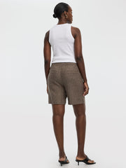 Striped Linen-Blend High-Rise Bermuda