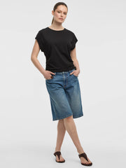 Extended-Sleeve Shirred Tee with Drawstrings