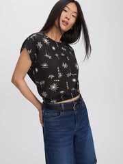 Extended-Sleeve Crew-Neck Blouse with Elasticated Hem