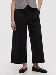 Wide-Leg Cropped PiquÃ© Pant