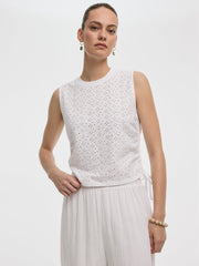 Short-Sleeve Crew-Neck Tee with Shirred Sides