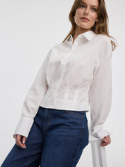 Long-Sleeve Shirt with Cinched Waist