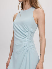 Sleeveless Midi Dress with Draped Waistband