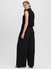 Sleeveless Buttoned-Down Blouse with Shirt Collar