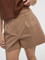 Fine Twill Pleated Shorts