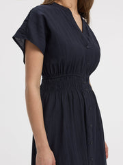 Elbow-Sleeve Midi Shirtdress