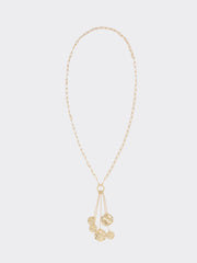 Long Carabiner Necklace with Coin Pendants