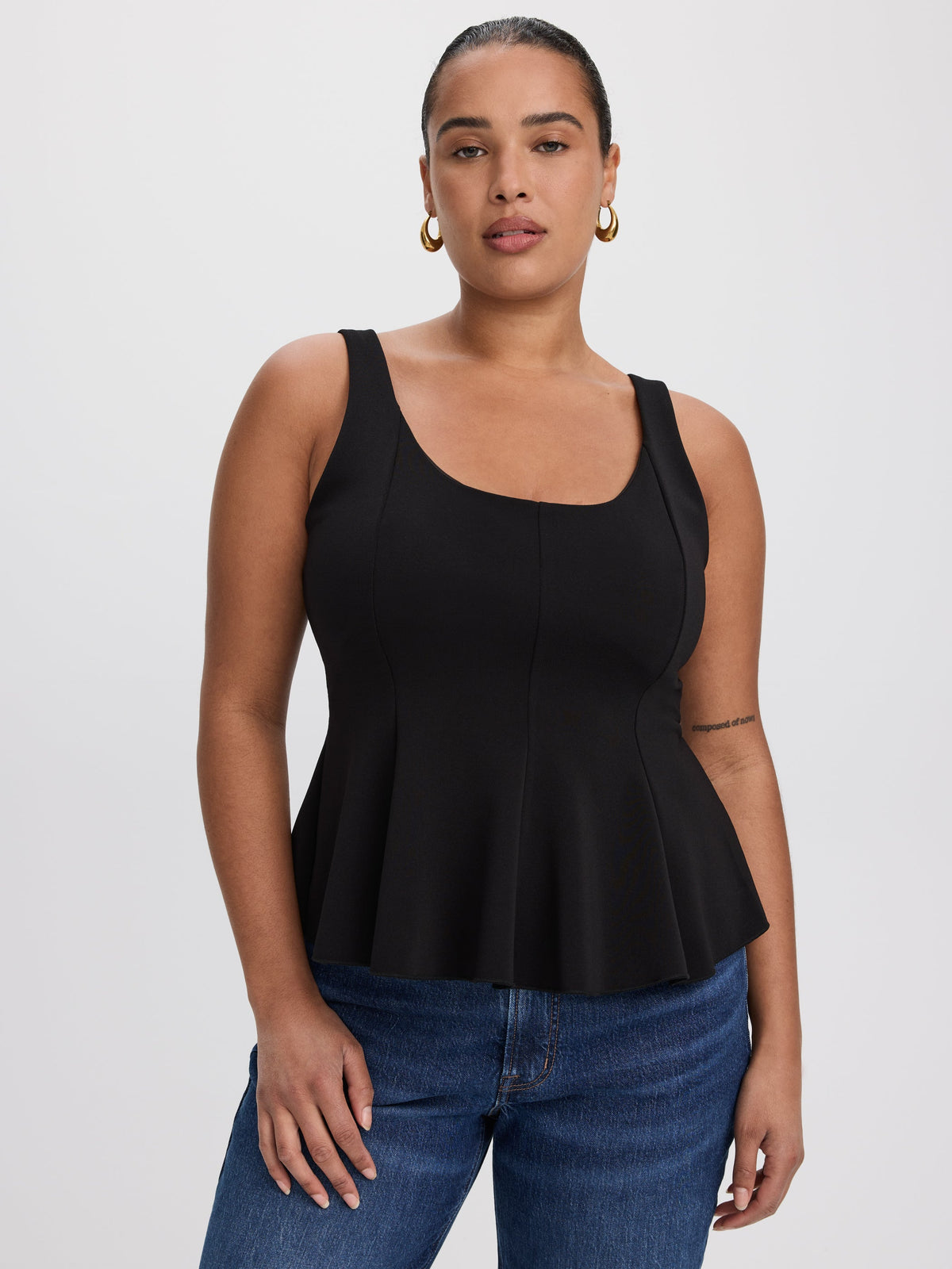 Scoop-Neck Peplum Cami