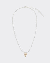 Two-Tone Short Necklace with Heart Pendant