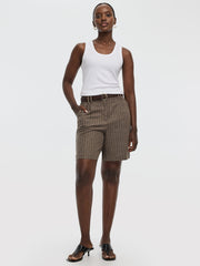 Striped Linen-Blend High-Rise Bermuda