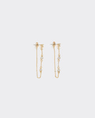 Chain Earrings with Rhinestones