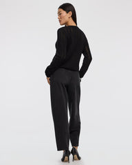 Long-Sleeve V-Neck Fancy-Stitch Cardigan