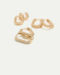 Elongated Hoops - 3 Pairs