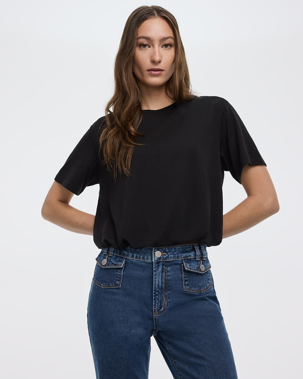 Crew-Neck Tee with Bubble Hem