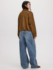 Faux Suede Jacket with Bubble Hem