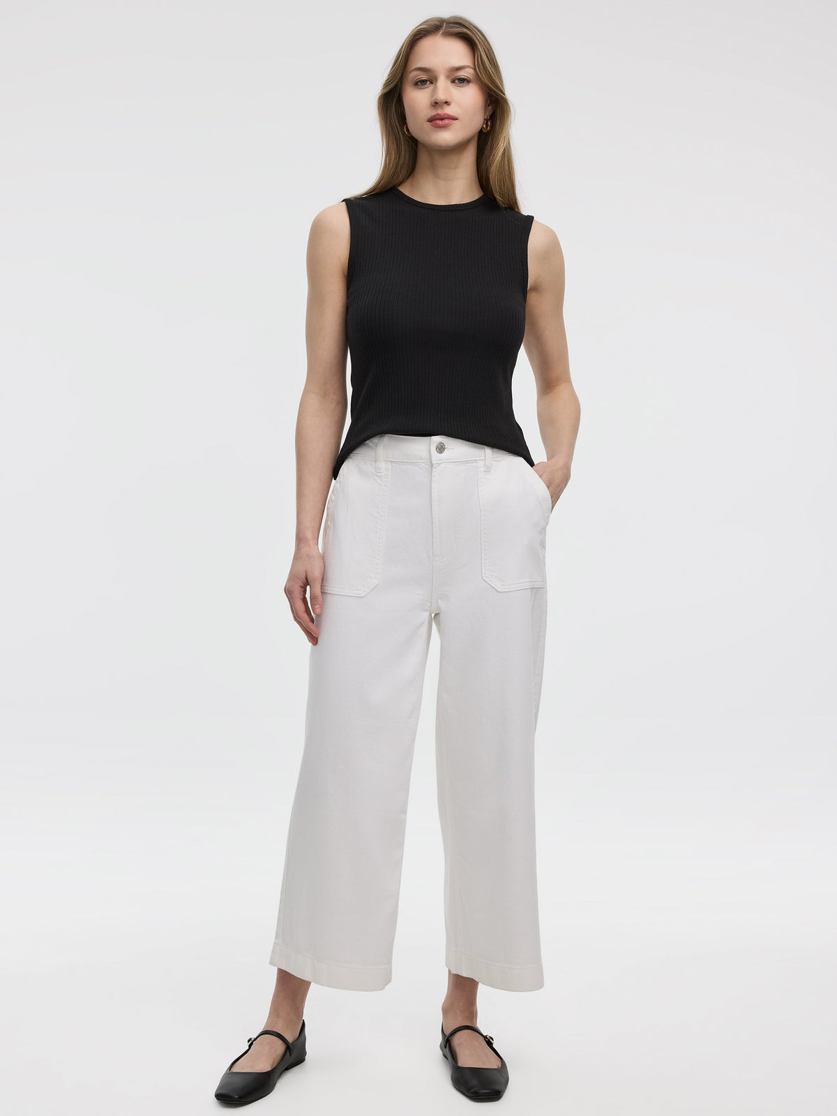 Flowy Wide-Leg High-Rise Cropped Jean