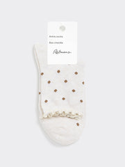 Dotted Anklet Socks with Ruffled Hems