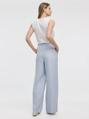 Striped Wide-Leg Linen-Blend Pant